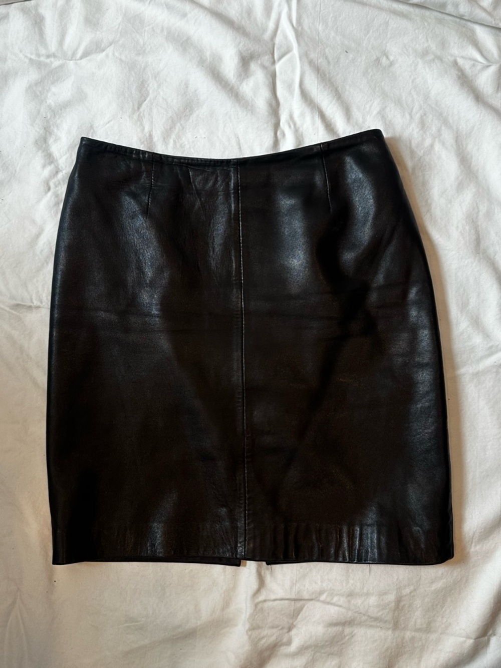Georgiou Classic Black Leather Pencil Skirt - 6